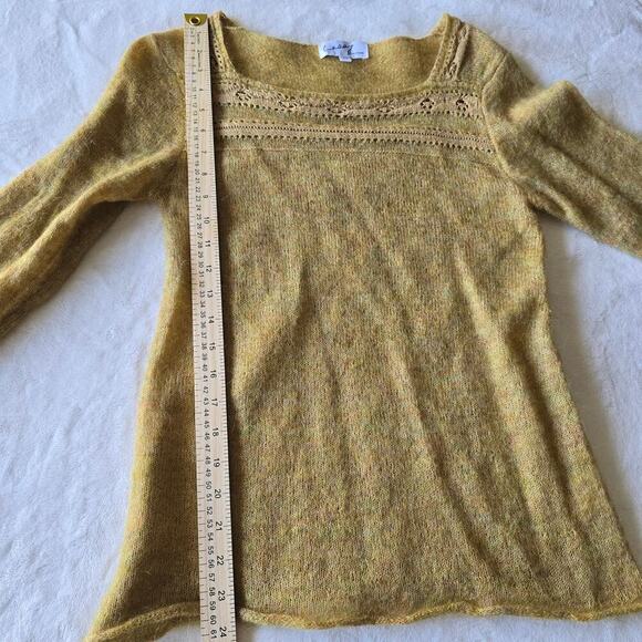 Women's Mohair Blend Knit Sweater Sz XS Mustard Yellow Boho Soft Cozy Layering - Picture 6 of 10